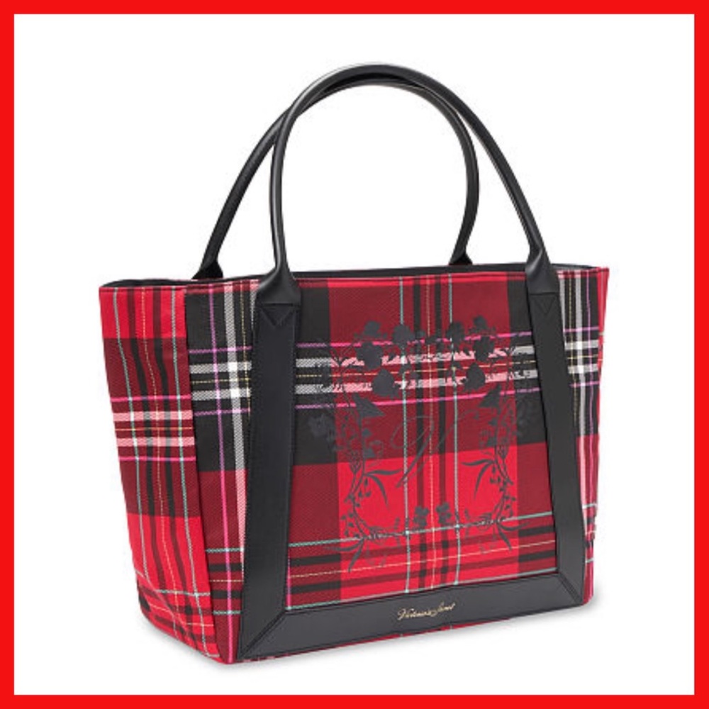 Victoria’s Secret Plaid Red Black Weekender Tote Bag NEW